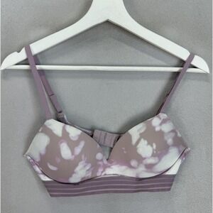 Auden Women's‎ 34B Purple Tie Dyed Push Up Wirefree Elastic Band Activewear Bra